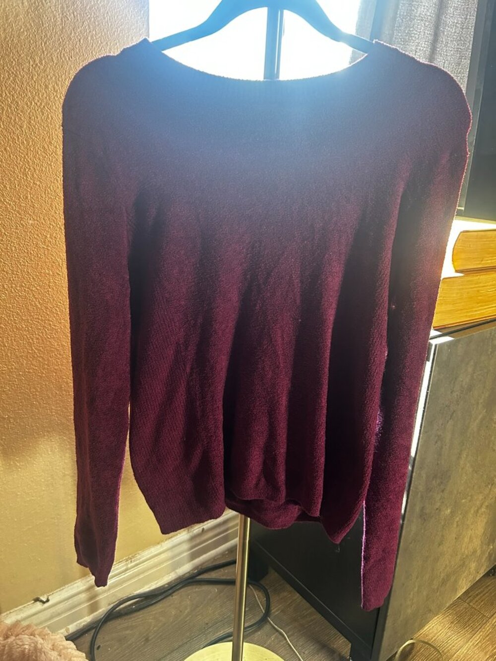 Vintage Womans EVIE Dark Red Pullover Fleece Sweater Size L